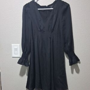 Ann Taylor Black Textured V-Neck Dress